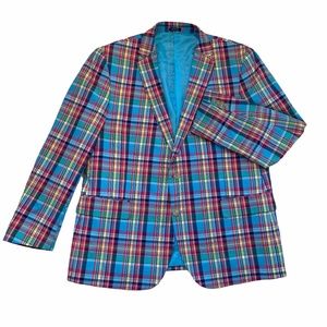 Stafford Men's 48R Classic Fit Multi-Color 2 Button Plaid Sports Coat Blazer